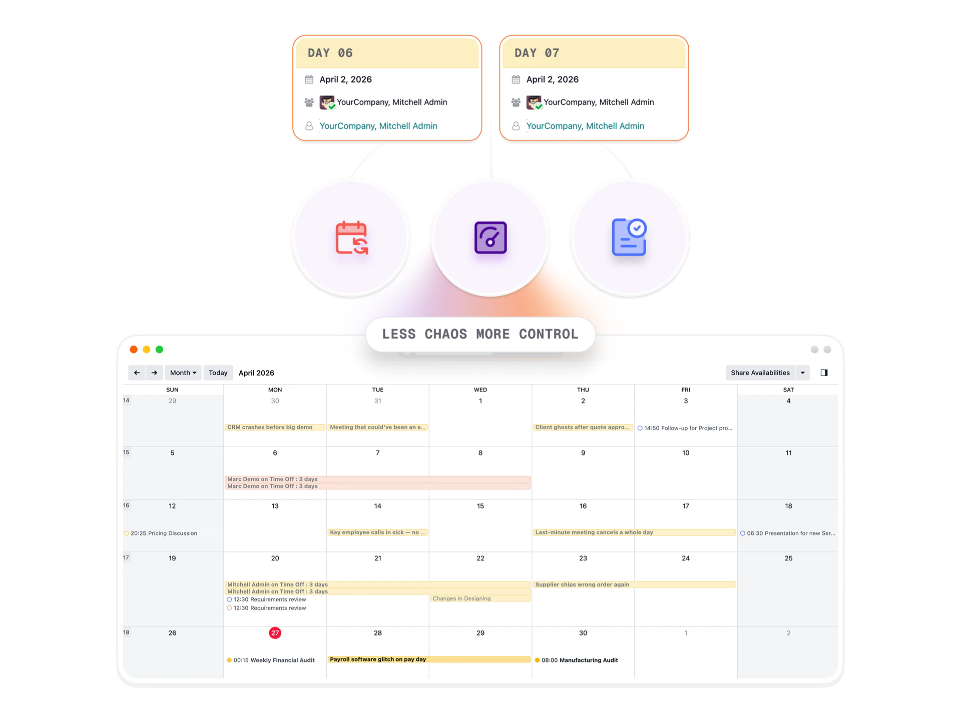 Close-cycle calendar — recurring entries scheduled, exceptions reviewed